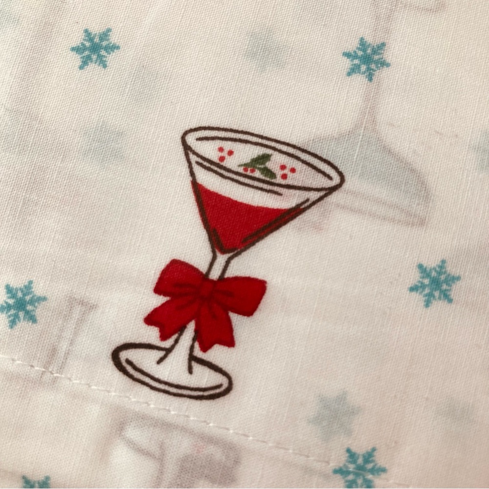 Christmas Bedding FULL Size Sheet Set Retro Style Cocktails New In Package